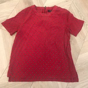 Madewell Red Silk Tee Short Sleeve XS